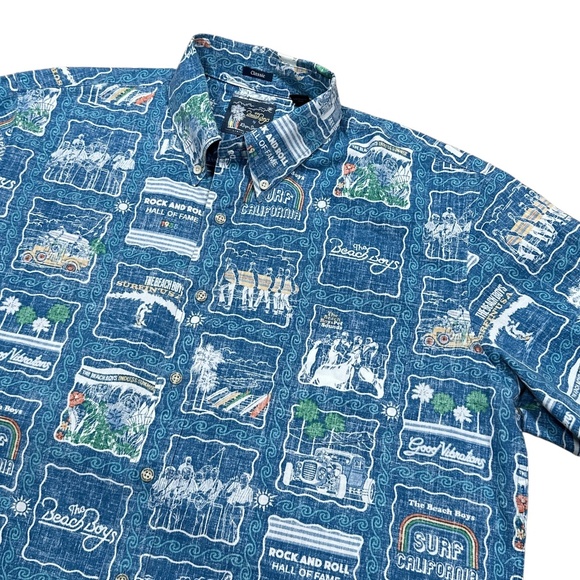 Reyn Spooner x Beach Boys Classic Album Cover All Over Hawaiian S/S Shirt Mens L - Picture 3 of 10